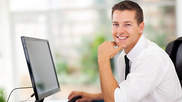 man working on computer